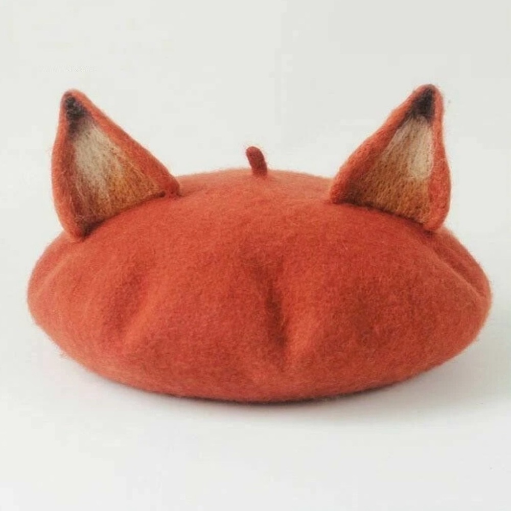 Fox Beret - Orange Felted Wool